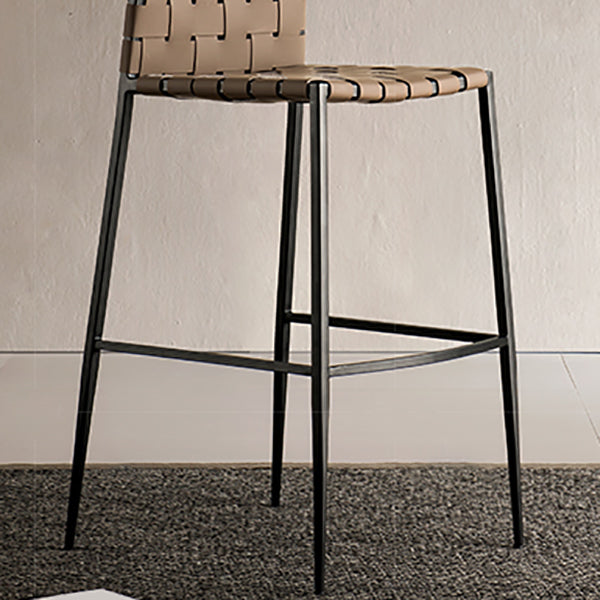 Faux Leather Bar Stools Low Back Dining Stools with Metal Base