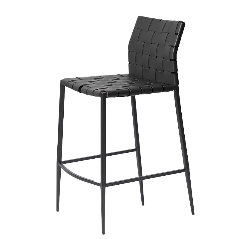 Faux Leather Bar Stools Low Back Dining Stools with Metal Base