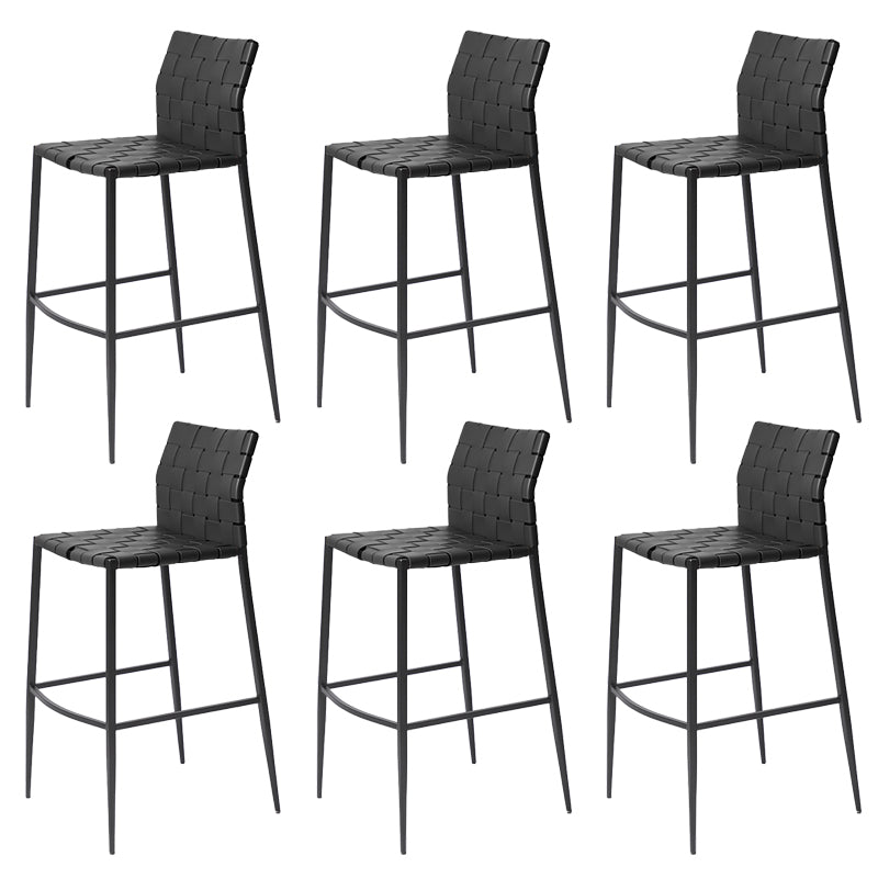 Faux Leather Bar Stools Low Back Dining Stools with Metal Base