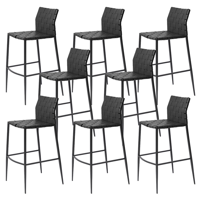 Faux Leather Bar Stools Low Back Dining Stools with Metal Base