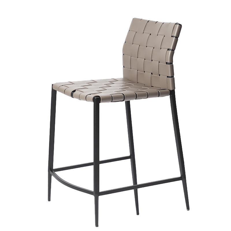 Faux Leather Bar Stools Low Back Dining Stools with Metal Base