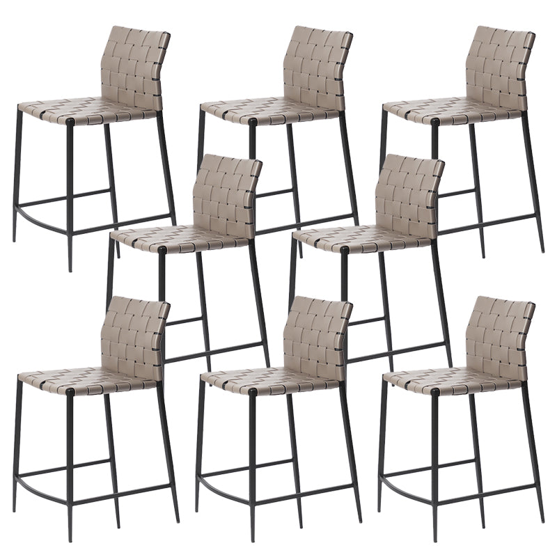 Faux Leather Bar Stools Low Back Dining Stools with Metal Base
