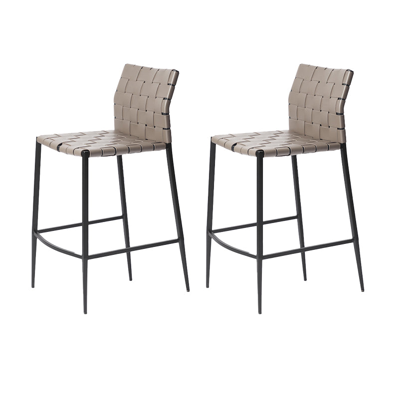Faux Leather Bar Stools Low Back Dining Stools with Metal Base