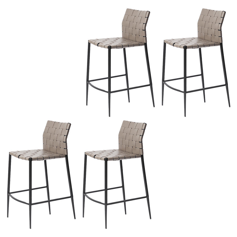 Faux Leather Bar Stools Low Back Dining Stools with Metal Base