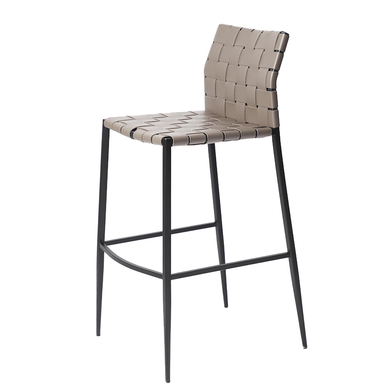 Faux Leather Bar Stools Low Back Dining Stools with Metal Base