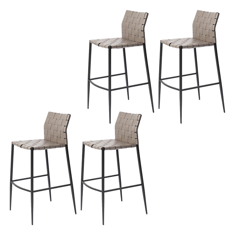Faux Leather Bar Stools Low Back Dining Stools with Metal Base