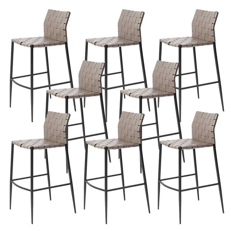 Faux Leather Bar Stools Low Back Dining Stools with Metal Base