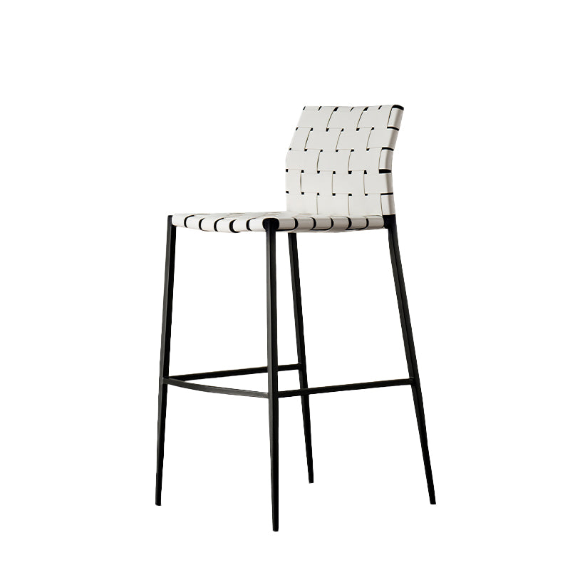 Faux Leather Bar Stools Low Back Dining Stools with Metal Base