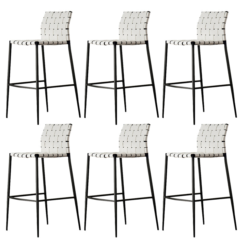 Faux Leather Bar Stools Low Back Dining Stools with Metal Base