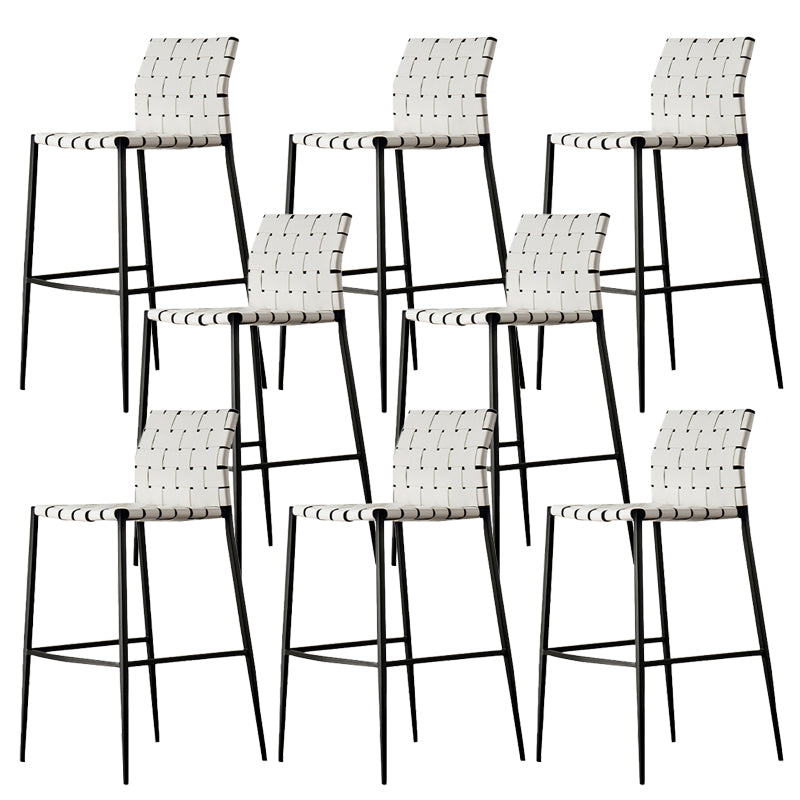 Faux Leather Bar Stools Low Back Dining Stools with Metal Base