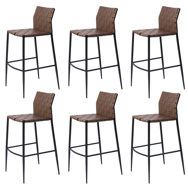Faux Leather Bar Stools Low Back Dining Stools with Metal Base