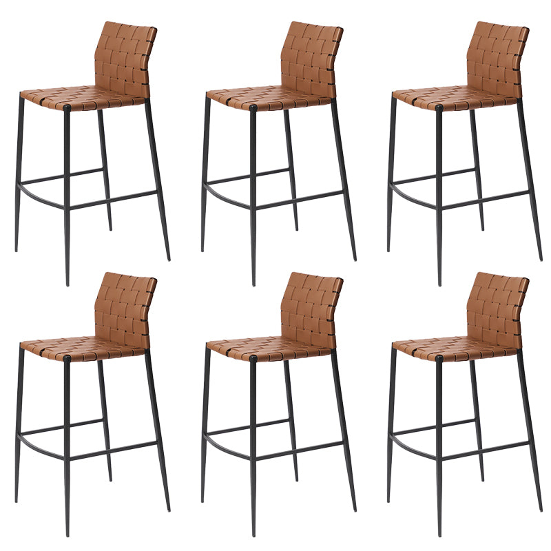 Faux Leather Bar Stools Low Back Dining Stools with Metal Base