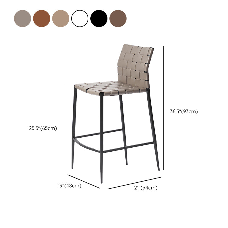 Faux Leather Bar Stools Low Back Dining Stools with Metal Base