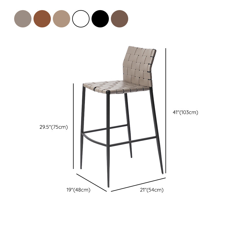 Faux Leather Bar Stools Low Back Dining Stools with Metal Base