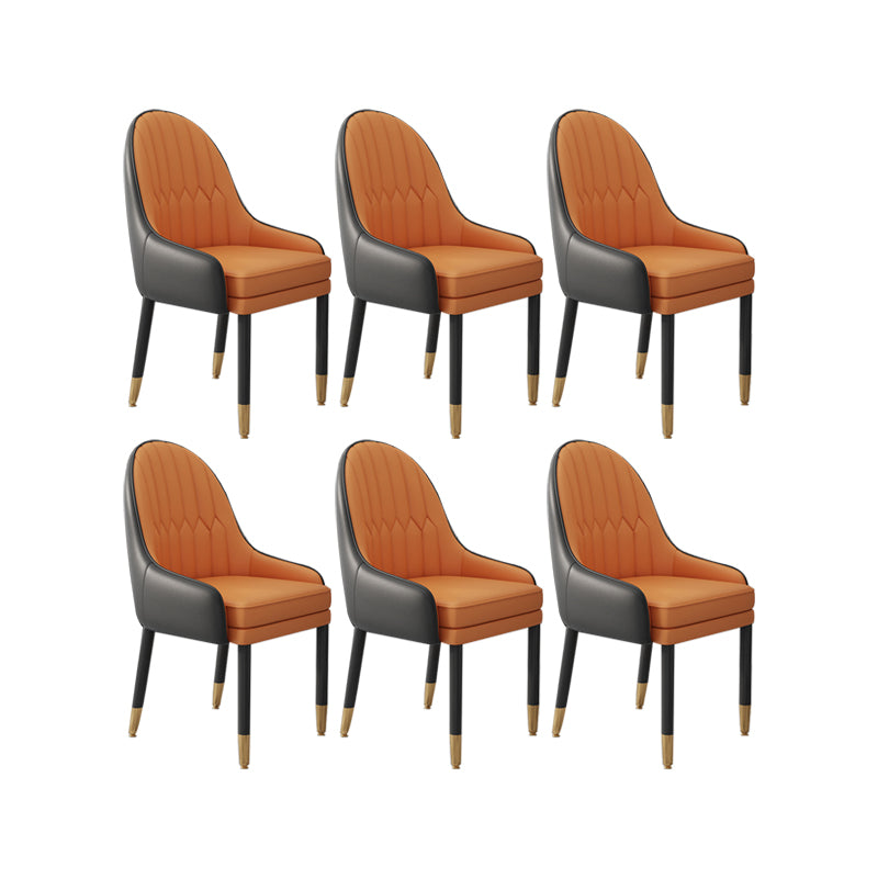 Faux Leather Dining Chairs Modern Parsons Arm Chair with Wood Legs