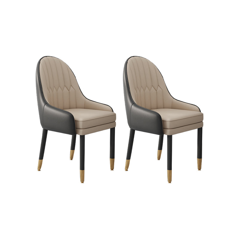 Faux Leather Dining Chairs Modern Parsons Arm Chair with Wood Legs