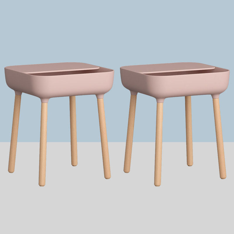 Square Accent Side Table Solid Wood 4 Legs Side End Snack Table with Shelf