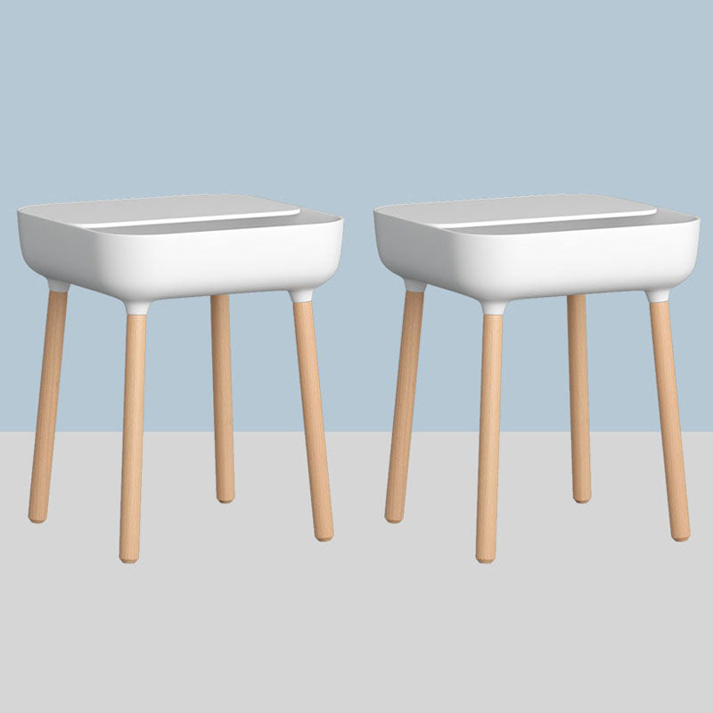 Square Accent Side Table Solid Wood 4 Legs Side End Snack Table with Shelf