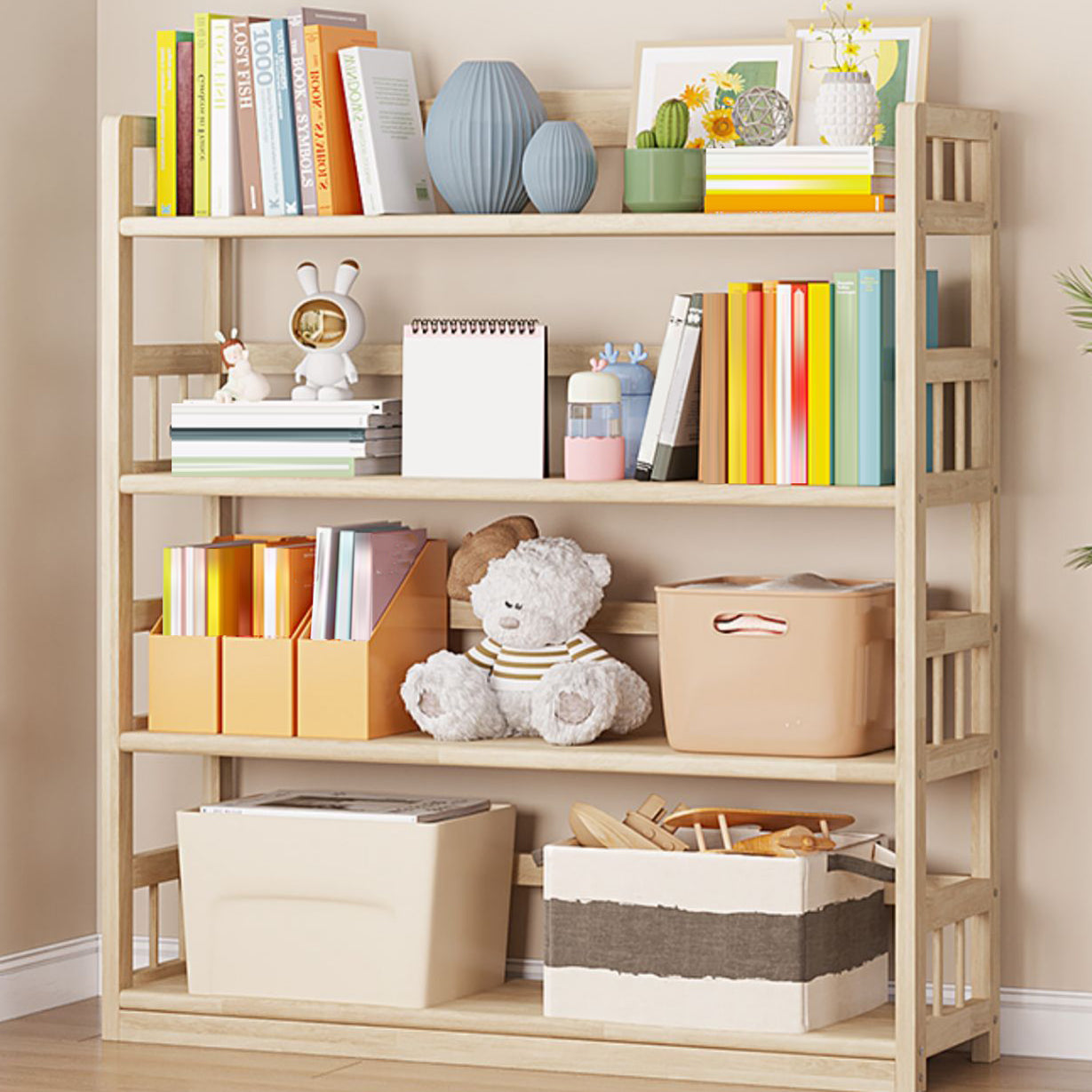 Pine Natural Chest Contemporary Rectangle Accent Chest with Shelves