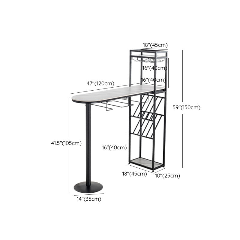 Modern Pub Table with Storage Base Specialty Stone Top Bar Table