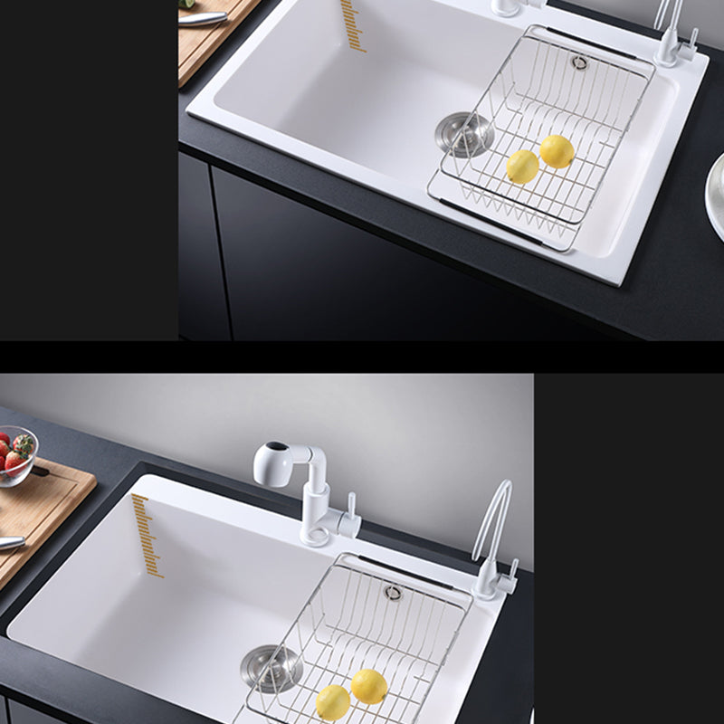 Quartz Kitchen Sink Contemporary 1-Bowl Kitchen Sink with Strainer