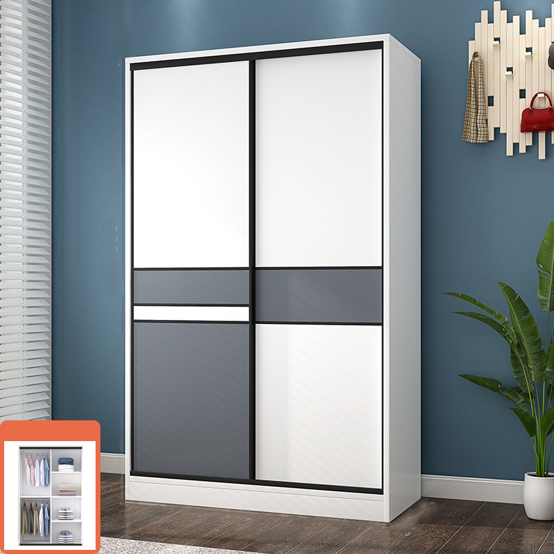 White Wood Frame Wardrobe Freestanding Wardrobe Armoire with Shelves