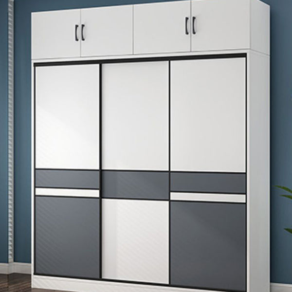 White Wood Frame Wardrobe Freestanding Wardrobe Armoire with Shelves