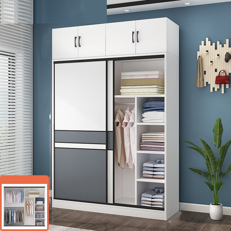 White Wood Frame Wardrobe Freestanding Wardrobe Armoire with Shelves