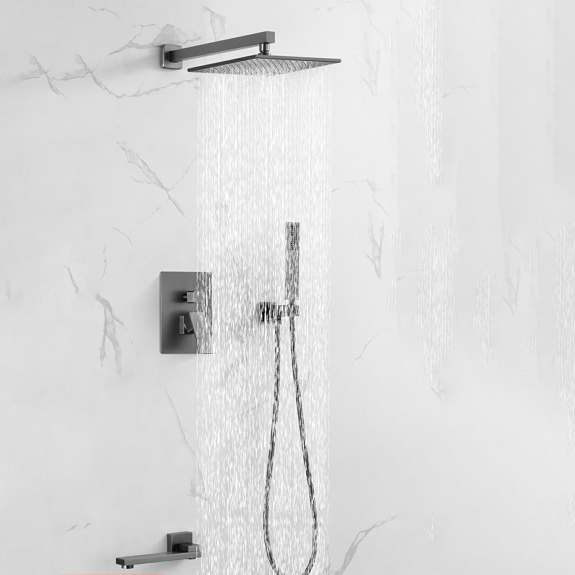 Modern Shower Head Combo Brass Ceiling Mounted Adjustable Spray Pattern Shower Combo