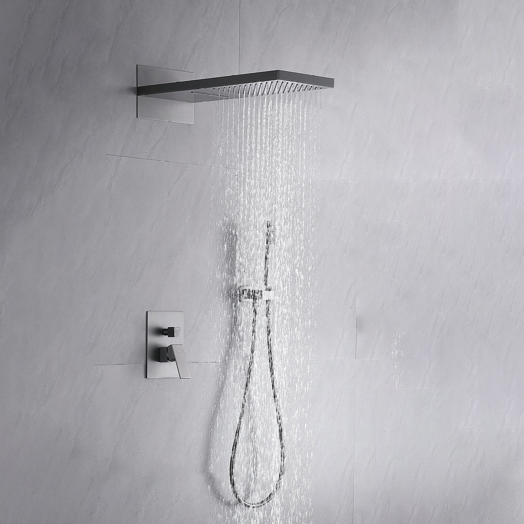 Modern Shower Combo Brass Handheld Shower Head Valve Included Shower Trim