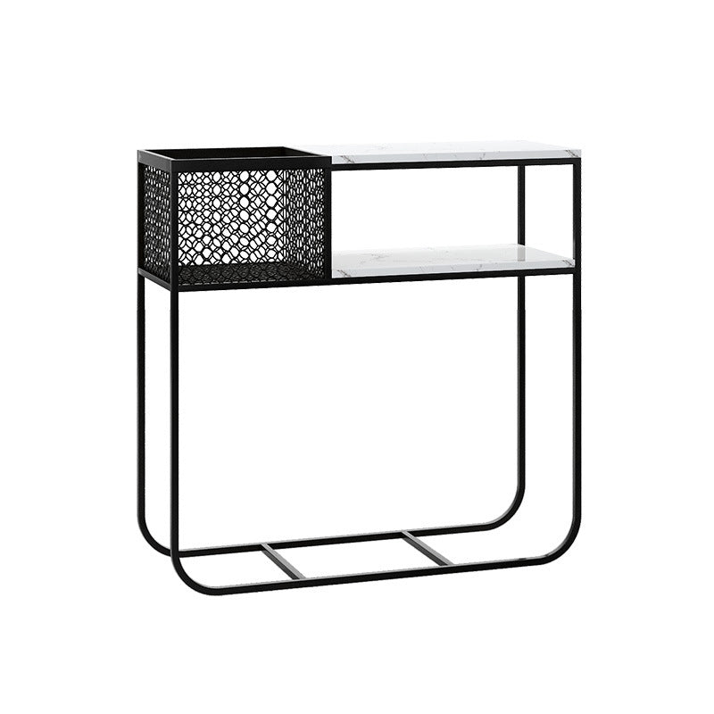 Glam Marble Console Table Rectangle White Accent Table for Hall