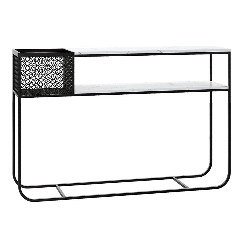 Glam Marble Console Table Rectangle White Accent Table for Hall