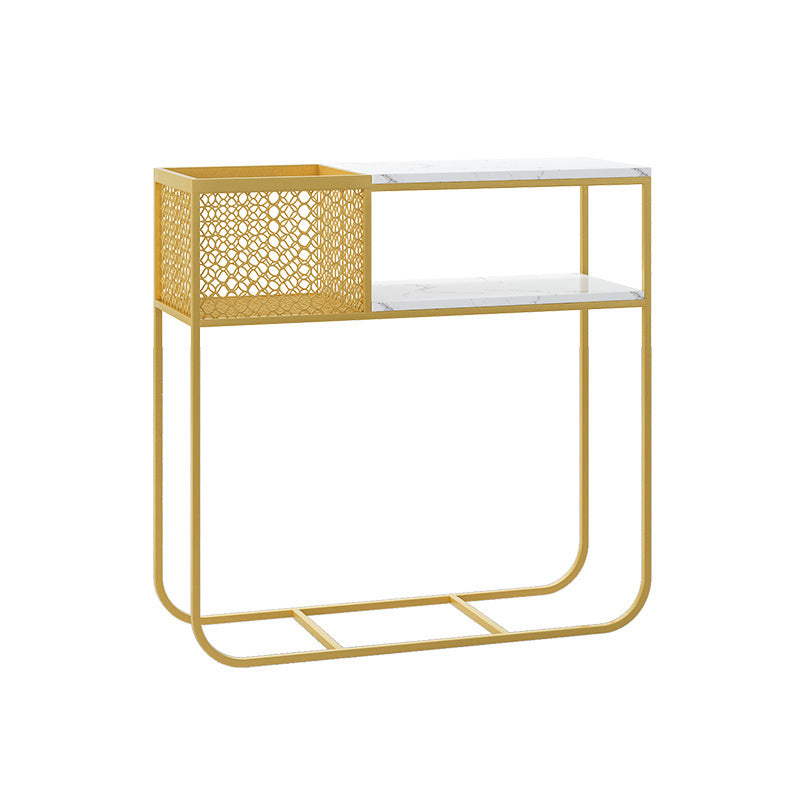 Glam Marble Console Table Rectangle White Accent Table for Hall