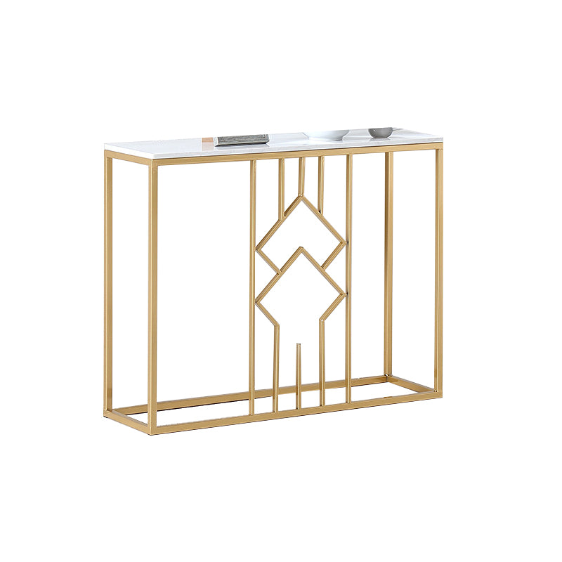Glam Marble Console Table Rectangle White Accent Table for Hall
