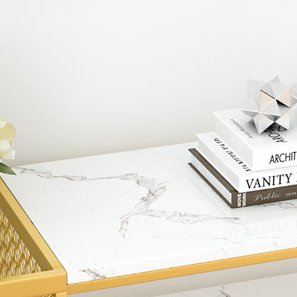 Glam Marble Console Table Rectangle White Accent Table for Hall