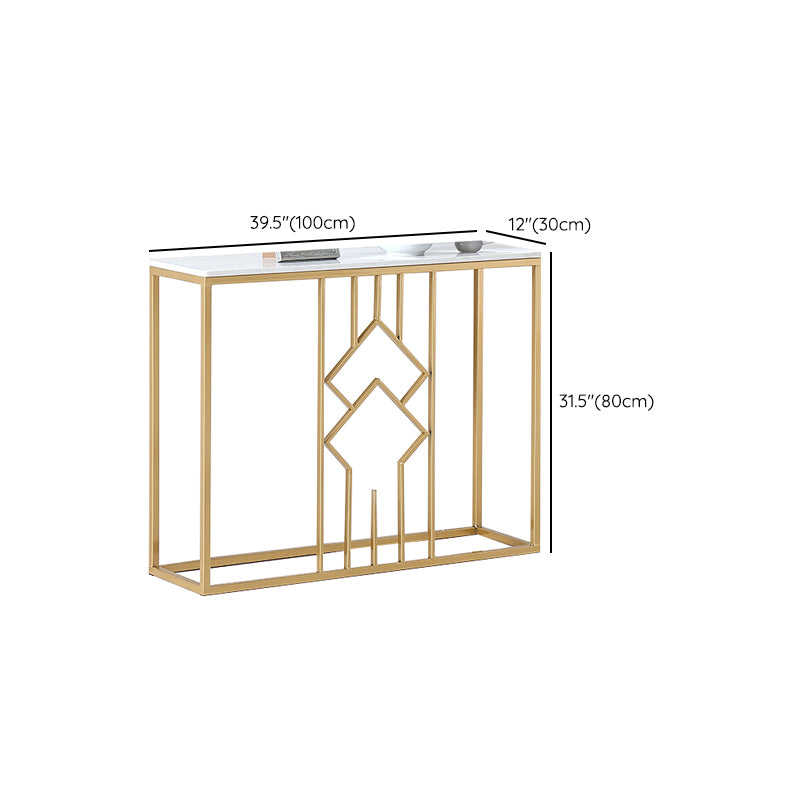 Glam Marble Console Table Rectangle White Accent Table for Hall
