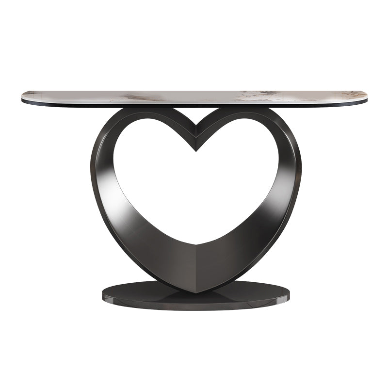 Glam Style Console Table Slate Half Moon Console Table for Hall , 14 Inch Wide