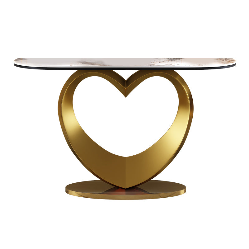 Glam Style Console Table Slate Half Moon Console Table for Hall , 14 Inch Wide