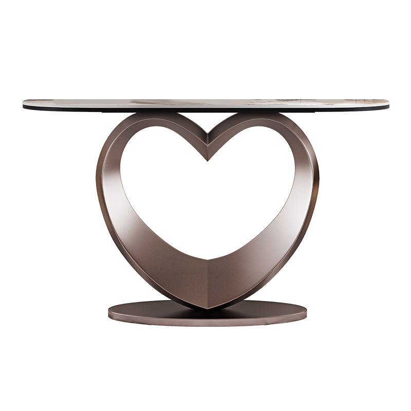 Glam Style Console Table Slate Half Moon Console Table for Hall , 14 Inch Wide