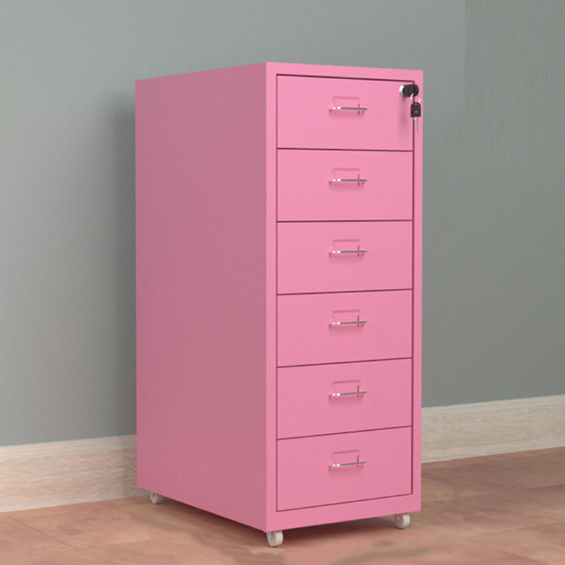 Contemporary File Cabinet Metal Frame Key Lock Lateral File Cabinet