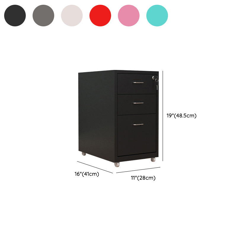 Contemporary File Cabinet Metal Frame Key Lock Lateral File Cabinet