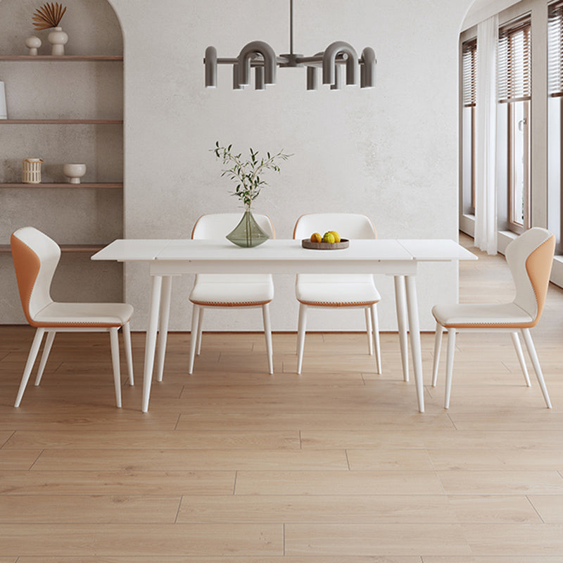 Contemporary 1/2/5/6/7 Pieces Dining Room Set Rectangle Stone Furniture in White