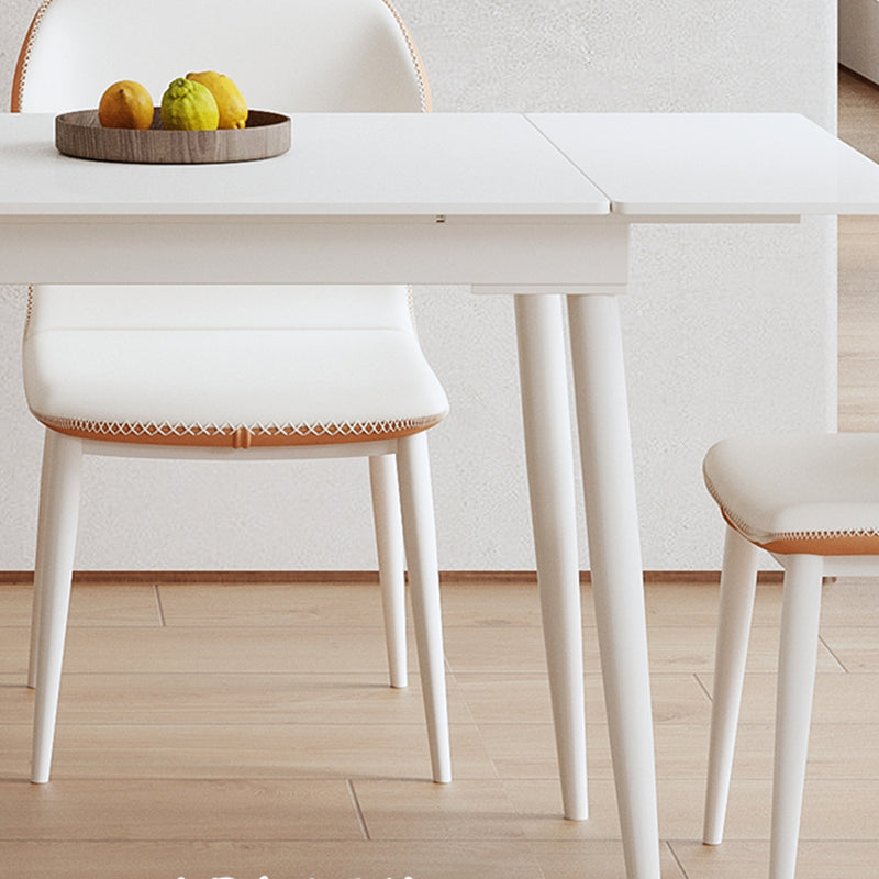 Contemporary 1/2/5/6/7 Pieces Dining Room Set Rectangle Stone Furniture in White