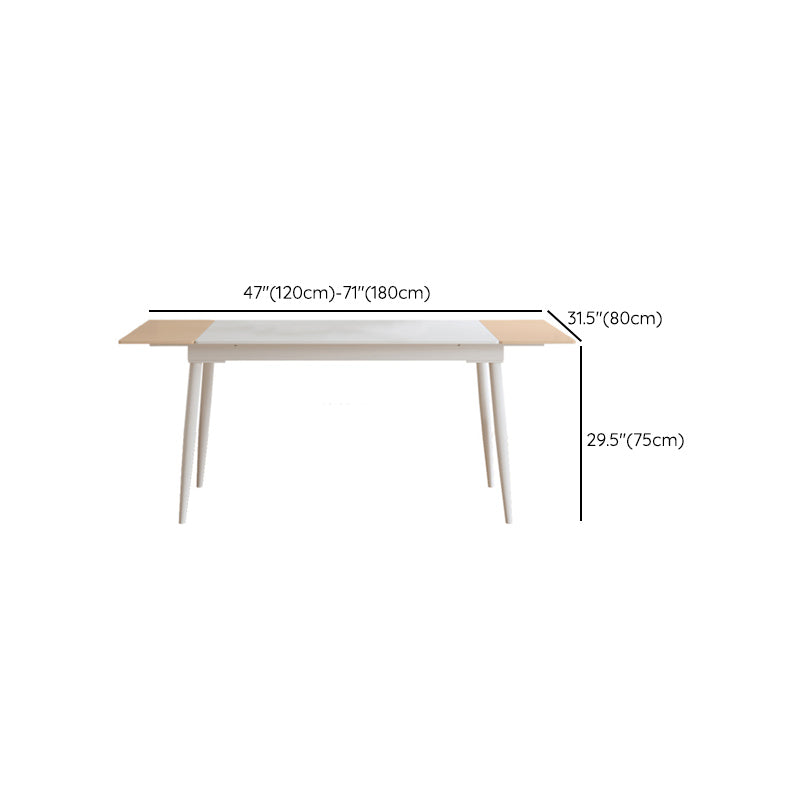 Contemporary 1/2/5/6/7 Pieces Dining Room Set Rectangle Stone Furniture in White