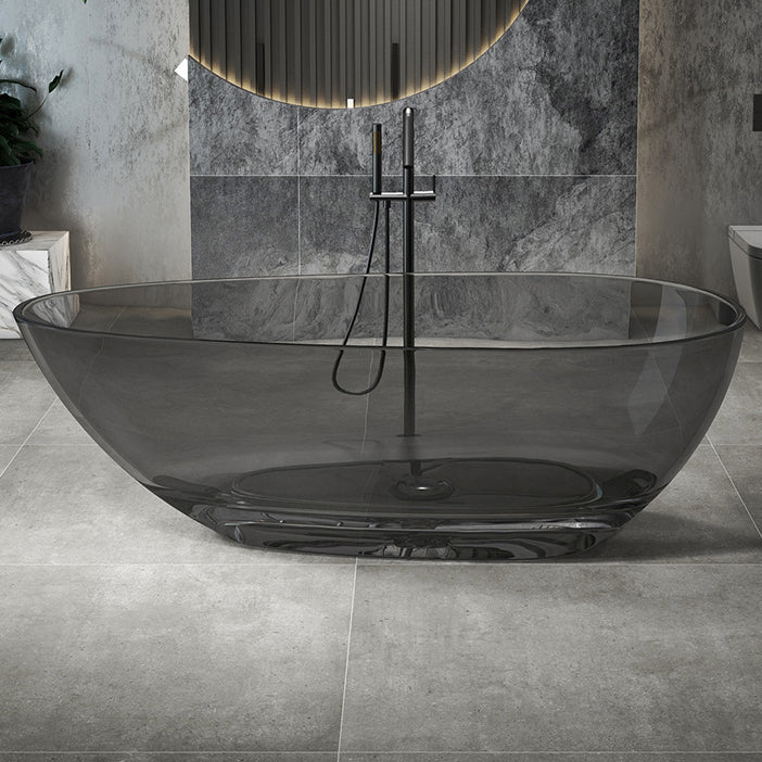 Flat Bottom Soaking Bathtub Antique Finish Oval Modern Bath Tub