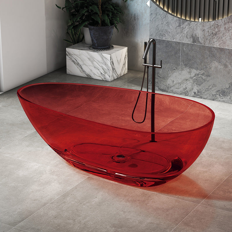 Flat Bottom Soaking Bathtub Antique Finish Oval Modern Bath Tub