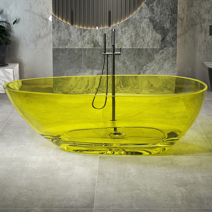 Flat Bottom Soaking Bathtub Antique Finish Oval Modern Bath Tub