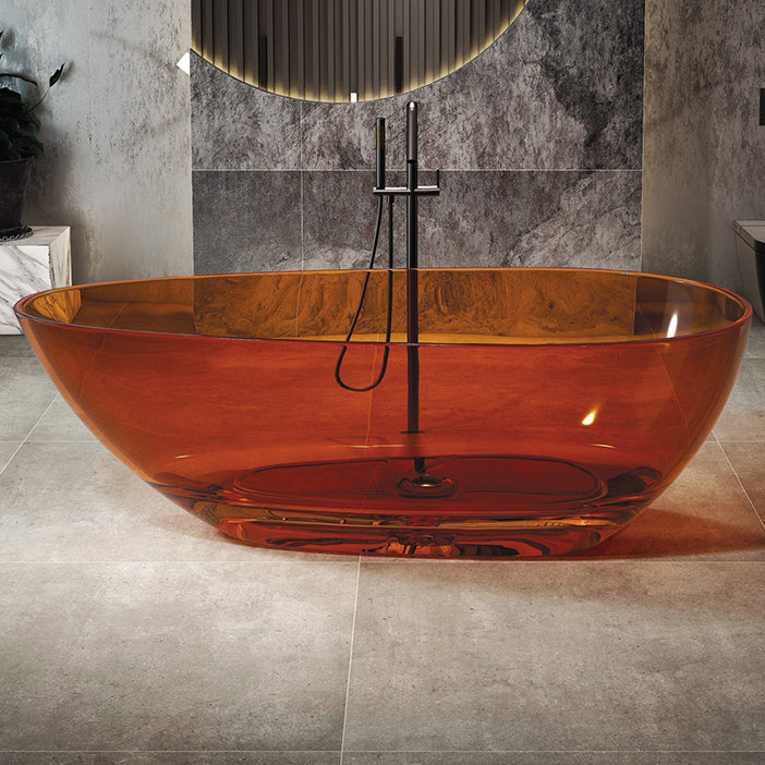 Flat Bottom Soaking Bathtub Antique Finish Oval Modern Bath Tub