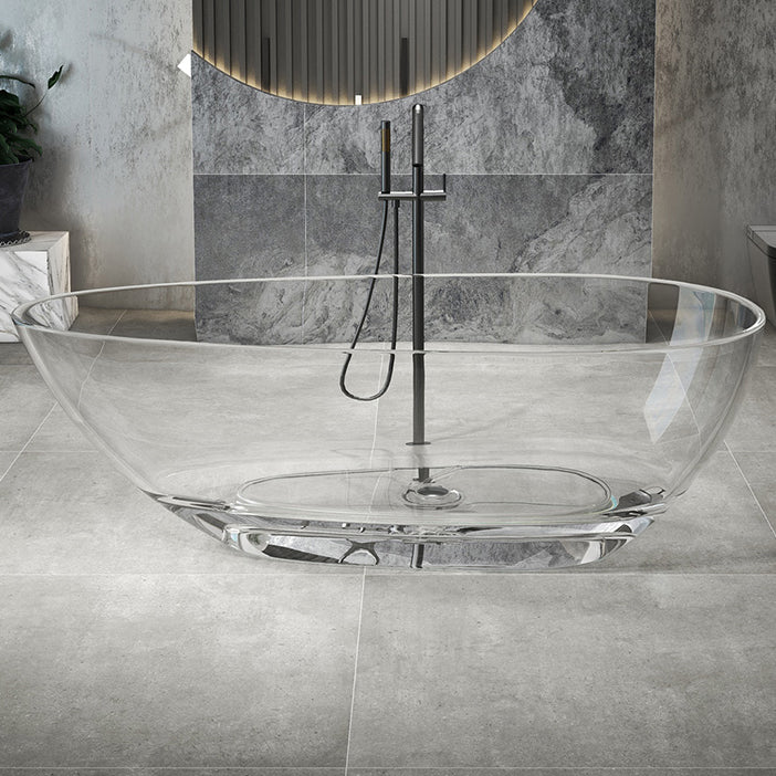 Flat Bottom Soaking Bathtub Antique Finish Oval Modern Bath Tub