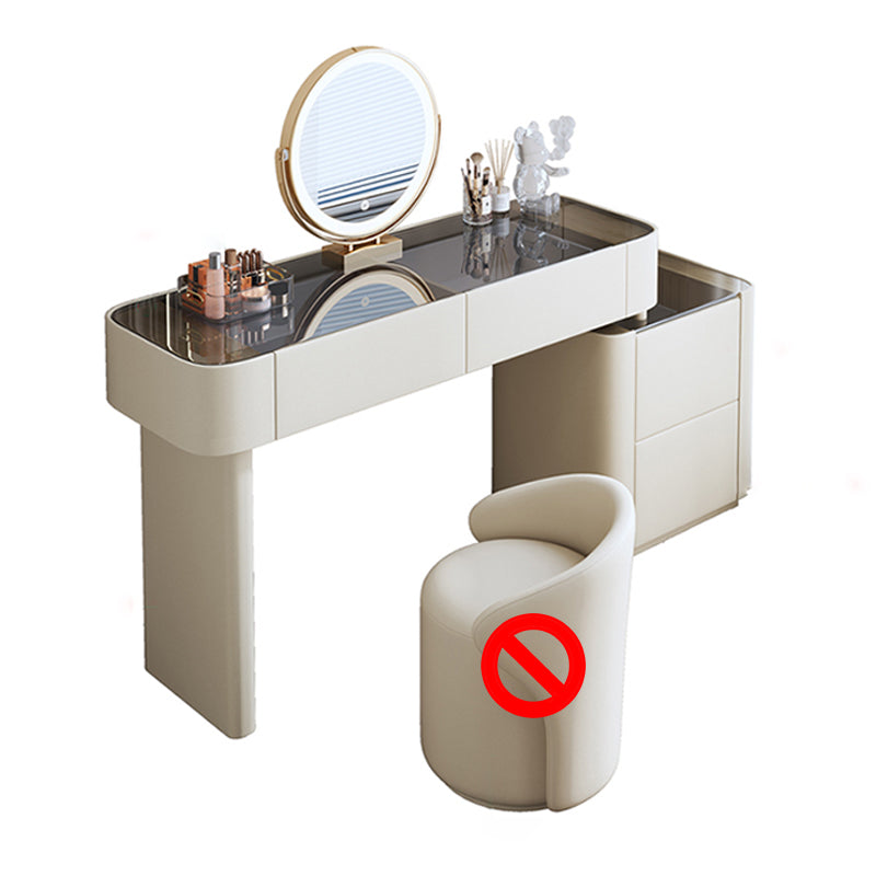 Contemporary White Makeup Vanity Desk Glass Vanity Dressing Table